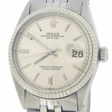 Mens Rolex Stainless Steel Datejust Watch Silver Dial 1601 (SKU 897857AMT)