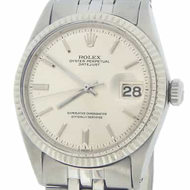 Mens Rolex Stainless Steel Datejust Watch Silver Dial 1601 (SKU 897857AMT)