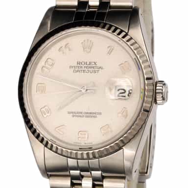 Mens Rolex Stainless Steel 16234 Datejust Watch Ivory Arabic Dial (SKU E778012JAMT)