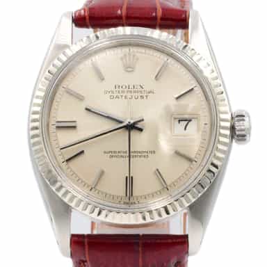Mens Rolex Stainless Steel Datejust Watch Silver Dial 1601 (SKU 1515812AMT)