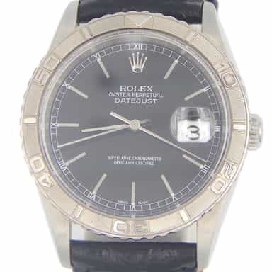 Mens Rolex Stainless Steel Datejust Turn-O-Graph Black 16264 (SKU 16264BFPAMT)