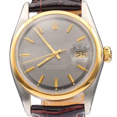 Vintage Mens Rolex 2Tone Datejust Watch Slate Gray Dial 1600 (SKU 4014353AMT)