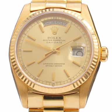 Mens Rolex 18K Gold Day-Date President Watch Gold Champagne Dial 18038 (SKU 5386463AMT)