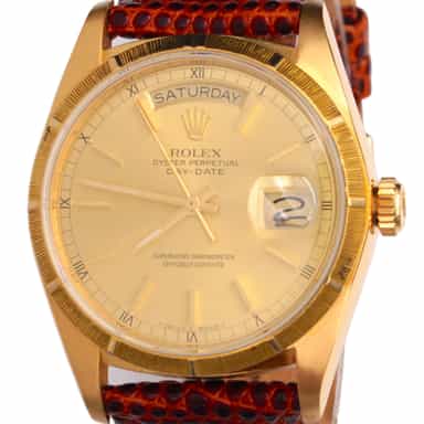 Mens Rolex 18K Gold Day-Date Watch with Gold Champagne Dial 18078 (SKU 9582414AMT)