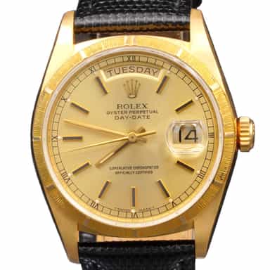 Mens Rolex 18K Gold Day-Date Watch with Gold Champagne Dial 18078 (SKU 9582414BLAMT)