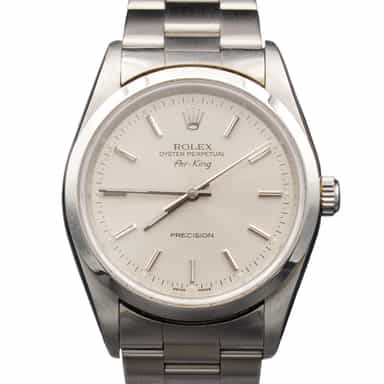 Mens Rolex Stainless Steel Air-King Silver Dial Oyster Band 14000M Watch (SKU F660045AMT)