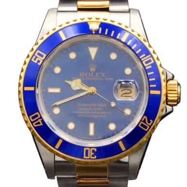 Mens Rolex Two-Tone 18K/SS Submariner Watch Blue Dial 16803 (SKU 9628526FPAMT)