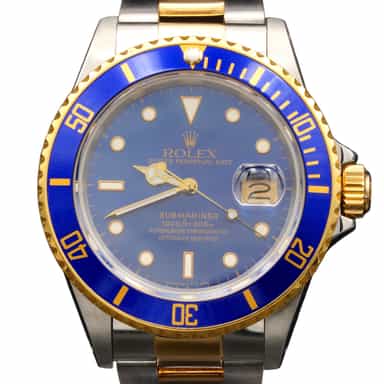 Mens Rolex Two-Tone 18K/SS Submariner Watch Blue Dial 16803 (SKU 9628526FPAMT)