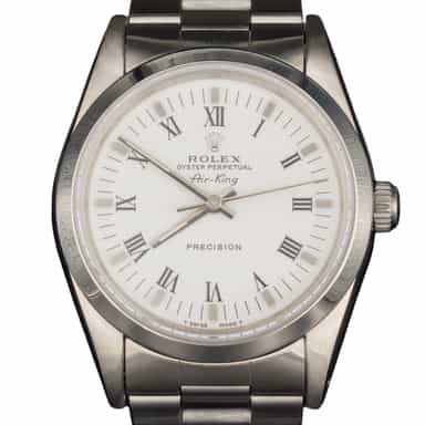 Mens Rolex Stainless Steel Air-King Watch White Roman Dial 14000 (SKU X747790AMT)
