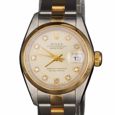Ladies Rolex Two-Tone 18K/SS Datejust Watch Silver Diamond Dial 69163 (SKU 69163AFPAMT) (Copy)