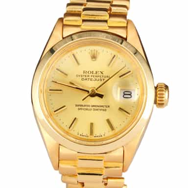 Ladies Rolex 18K Yellow Gold Datejust Watch Model Ref. 6916 with Gold Dial (SKU 2938430FAMT)