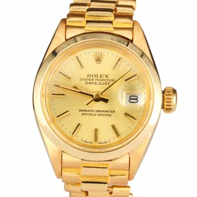 Ladies Rolex 18K Yellow Gold Datejust Watch Model Ref. 6916 with Gold Dial (SKU 2938430FAMT)