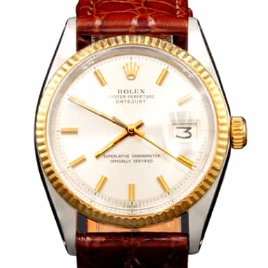 Mens Rolex Two-Tone Datejust 1601 Watch with Silver Dial (SKU 1601FPBRAMT)