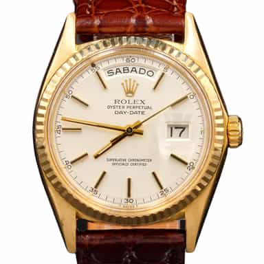 Mens Rolex 18K Gold Day-Date Watch with Silver Dial 1803 (SKU 1636239FPAMT)