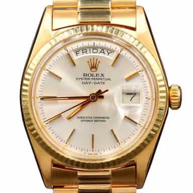 Mens Rolex 18K Gold Day-Date President Watch Silver Dial 1803 (SKU 3259293FPAMT)