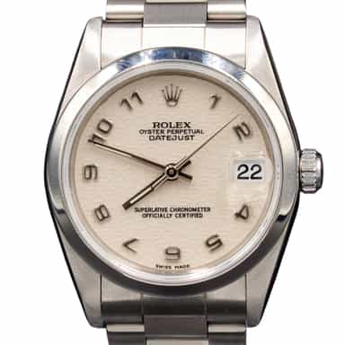 Mid-Size Rolex Datejust SS Watch with Ivory Anniversary AKA Jubilee Dial 78240 (SKU A978932FPAMT)