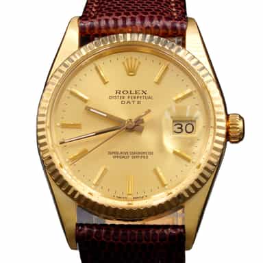 Mens Rolex 14K Yellow Gold Date Watch Gold Champagne Dial 15037 (SKU 7108986BRAMT)