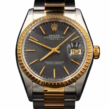 Mens Rolex Two-Tone Date Watch Black Dial 1505 (SKU 7197535AMT)