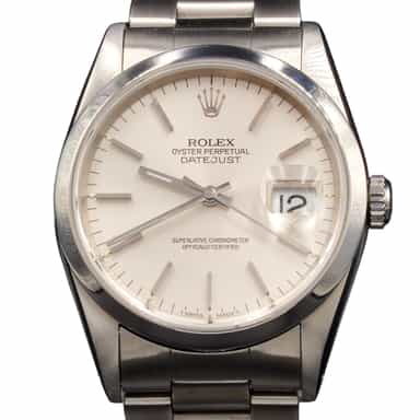 Mens Rolex Stainless Steel Datejust Watch Silver Dial Oyster Band 16200 (SKU E334277OAMT)