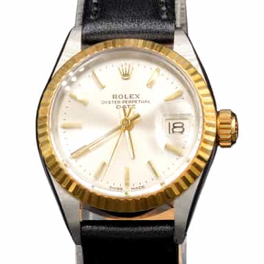 Ladies Rolex Two-Tone 14K/SS Date Watch Silver Stick Dial 6917 w/ Service Card (SKU 2932679AMT)