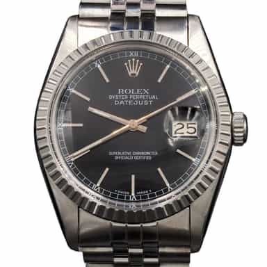 Mens Rolex Stainless Steel Datejust Watch with Black Dial Ref 16030 (SKU 5882666AMT)