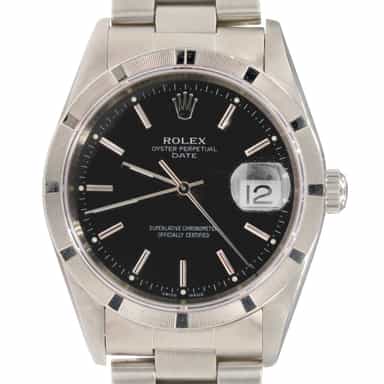 Mens Rolex Stainless Steel Date Watch Black Dial 15210 (SKU F325146AMT)