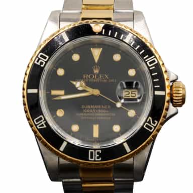 Mens 1990s Rolex 2Tone Submariner Watch Black Dial 16613 (SKU L422441AMT)