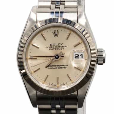 Rolex Ladies Stainless Steel Datejust Watch Silver Dial 69174 (SKU S393859AMT)
