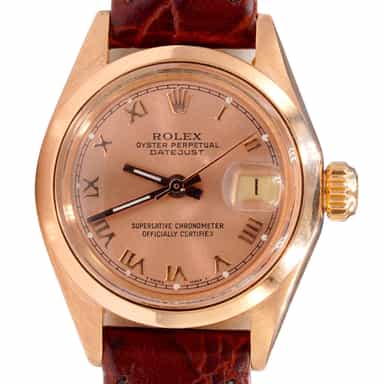 Ladies Rolex 18K Rose Gold Datejust Watch Model Ref. 6916 with Pink Salmon Dial (SKU 3202769AMT)