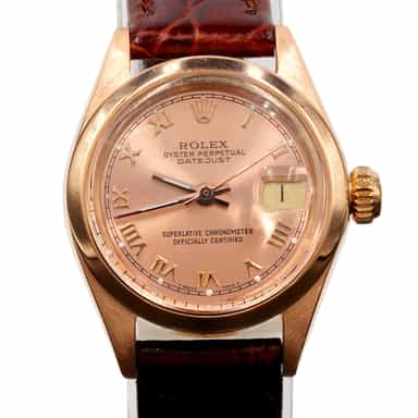 Ladies Rolex 18K Rose Gold Datejust Watch Model Ref. 6916 with Pink Salmon Dial (SKU 3202769AMT)