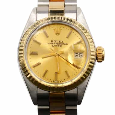 Ladies Rolex Two-Tone Date Watch Gold Champagne Dial 6917 (SKU 4187870AMT)