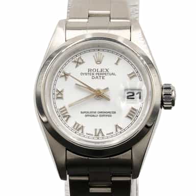 Ladies Rolex Stainless Steel Date Watch White Roman Dial 79160 (SKU P291139FPAMT)