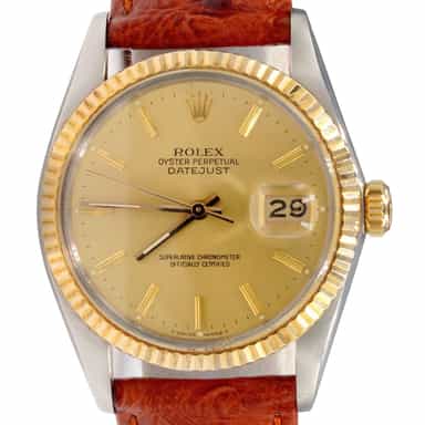 Mens Rolex Two-Tone Datejust Watch Gold Champagne Dial 16013 (SKU R511519AMT)
