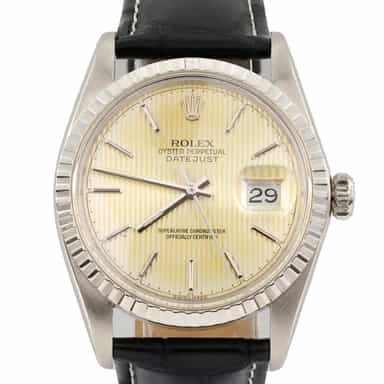 Mens Rolex Stainless Steel Datejust Watch Ref. 16030 Silver Tapestry Dial (SKU 8264247AMT)