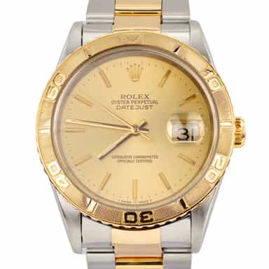 Mens Rolex Two-Tone 18K/SS Datejust Turn-O-Graph Watch Champagne Dial 16263 (SKU K398414AMT)