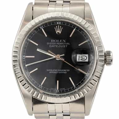 Mens Rolex Stainless Steel Datejust Watch with Black Dial Ref 16030 (SKU 8517241AMT)