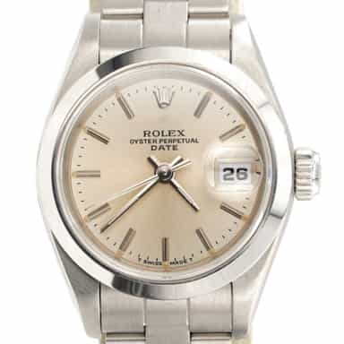 Ladies Rolex Stainless Steel Date Watch 69160 with Silver Dial Oyster Band (SKU R979071AMT)