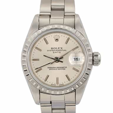 Ladies Rolex Stainless Steel Date Watch Silver Dial 79240 with Papers (SKU A736213AMT)