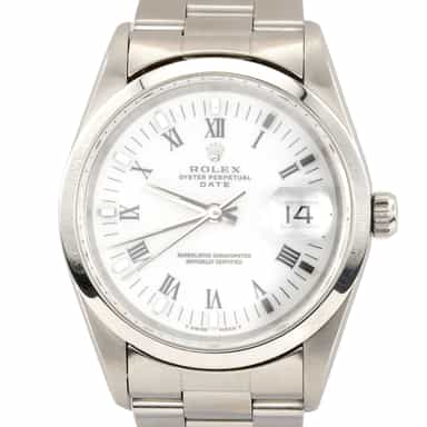 Mens Rolex Stainless Steel Date Watch White Roman Dial 15200 (SKU T648760AMT)