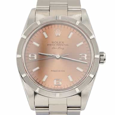 Mens Rolex Stainless Steel Air-King Watch Salmon Arabic Dial 14010M (SKU Z021795AMT)