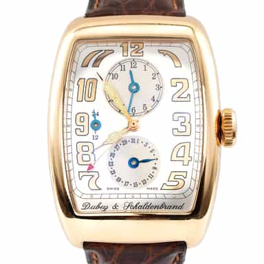 Mens Dubey & Schaldenbrand Aerodyne Duo 18k Gold Watch with Silver Dial (SKU DSADGMT33336AMT)