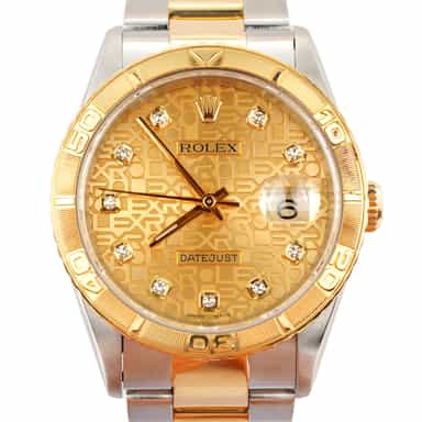 Mens Rolex Two-Tone 18K/SS Datejust Turn-O-Graph Watch Anniversary Diamond Dial 16263 (SKU W839721AMT)