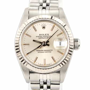 Rolex Stainless Steel and White Gold Lady Datejust 69174 Watch with Silver Dial (SKU L443331AMT)