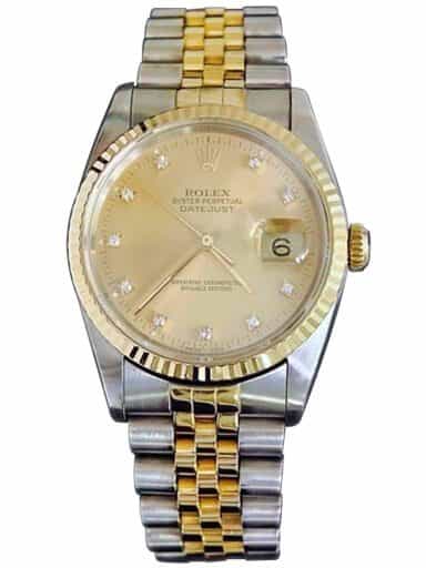 Mens Rolex Two-Tone 18K/SS Datejust Champagne Diamond 16233 (SKU L779231BMT)