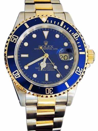 Mens Rolex Two-Tone Submariner Date Watch 16613 Blue (SKU P867965MT)
