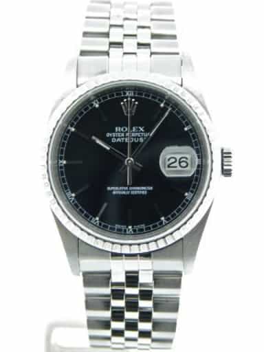 Mens Rolex Stainless Steel Datejust 16220 Watch Black Dial (SKU BF101874MT)