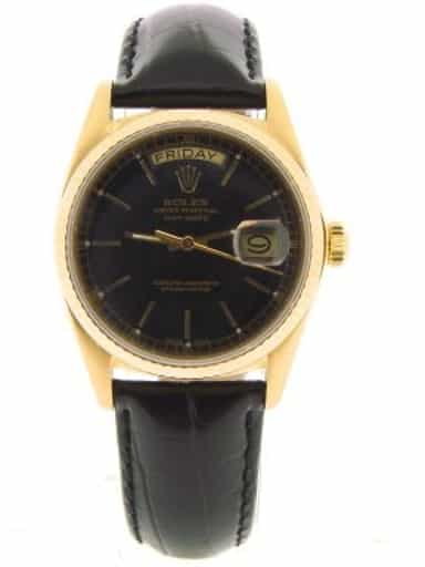 Mens Rolex 18K Gold Day-Date Watch with Black Dial 18038 (SKU B5611003NMT)