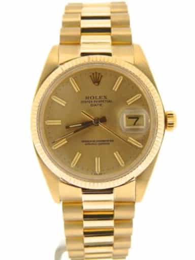 Mens Vintage Rolex 14K Yellow Gold Date Watch Ref. 1503 34mm (SKU 6196018NBMT)