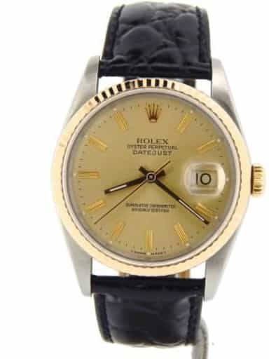 Mens Rolex Two-Tone 18K/SS Datejust Champagne  16233 (SKU L971975NBLKBCMT)