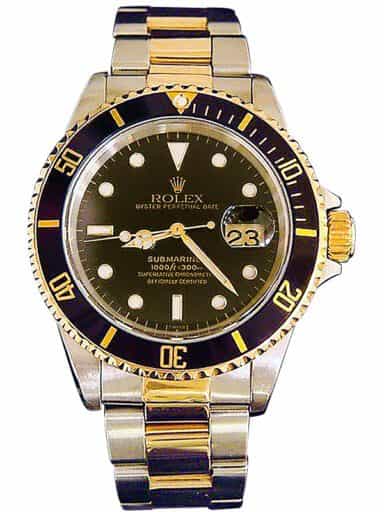 Mens Rolex Two-Tone Submariner Watch 16613 Black (SKU E524519BCMT)